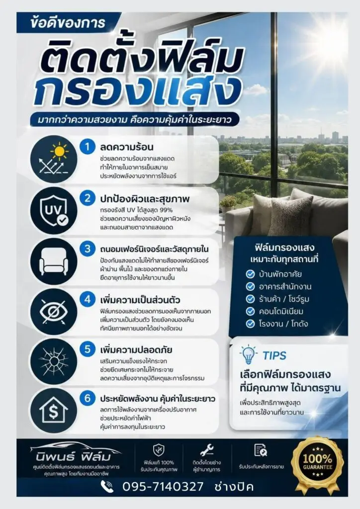 ร้านนิพนธ์ ฟิล์ม นครปฐม รับติดฟิล์มรถยนต์และอาคาร